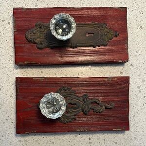 Red and White Wall Hooks with Ornate Design